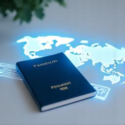 Passport and world map, symbolizing international immigration support.